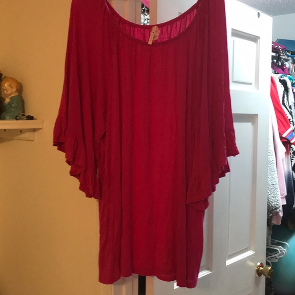 The Hanger Tops - hot pink tunic with bell sleeves - gently used!